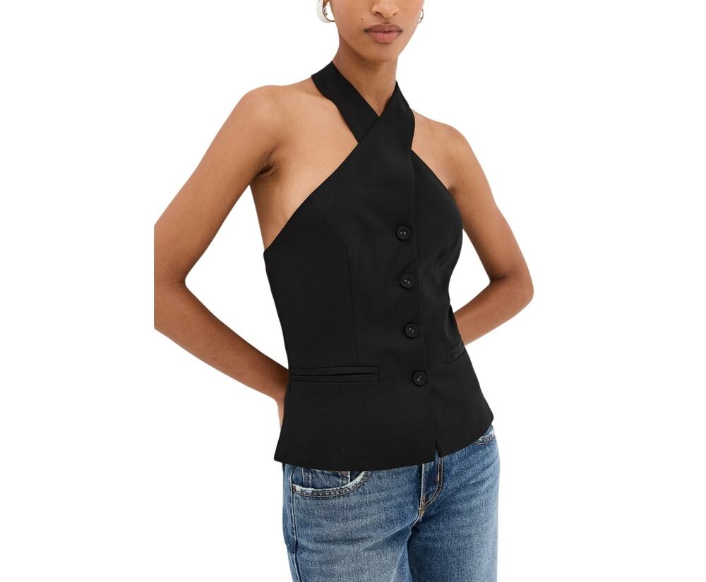 Reformation Sleek Black Tate Halter Top Size 2